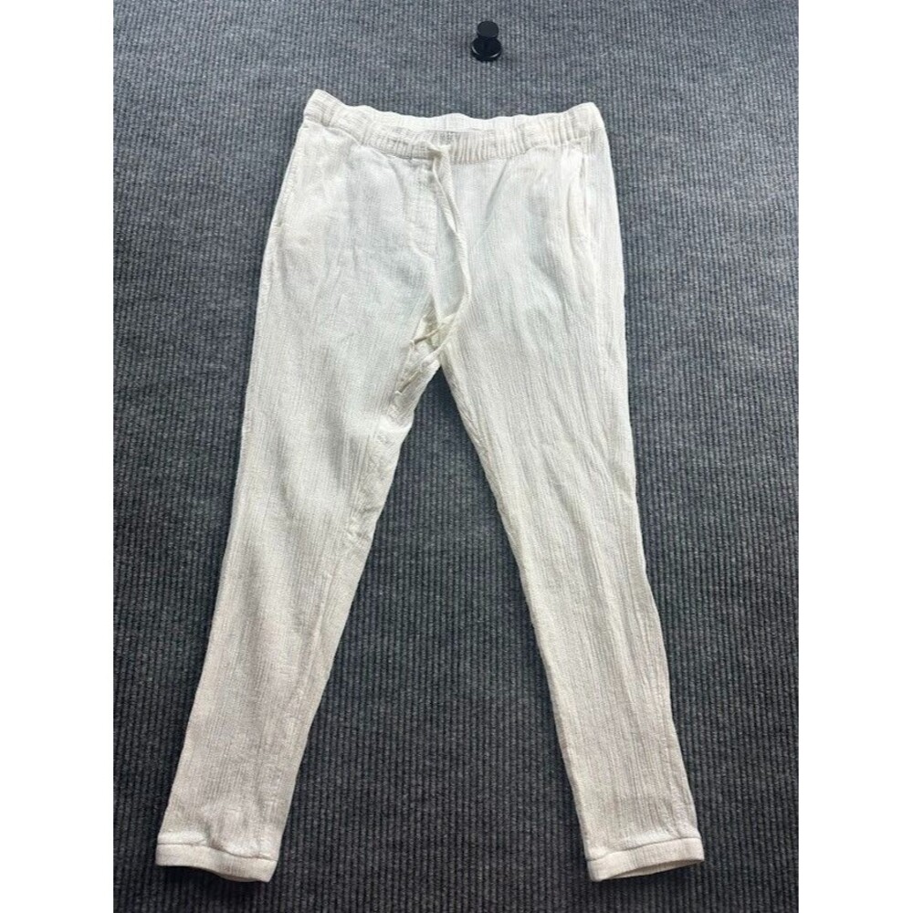 Summer Beach Pants White Textured Cotton Blend Swim Coverup Size Small
